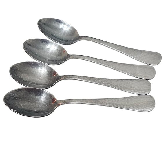 4 Reed Barton Olde English Hammered Spoon 6.25" stainless baroque styled - Picture 2 of 7